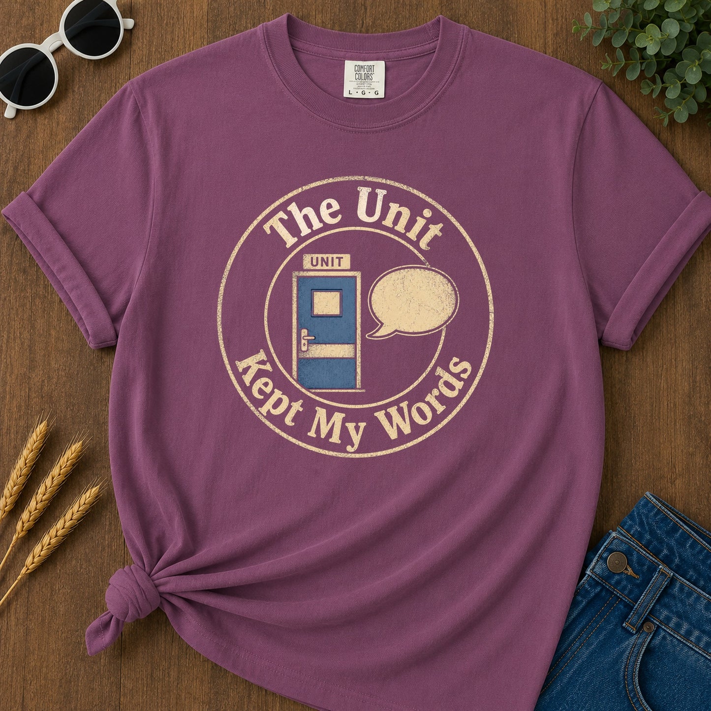 Unit Kept Words T-Shirt - Berry Mockup