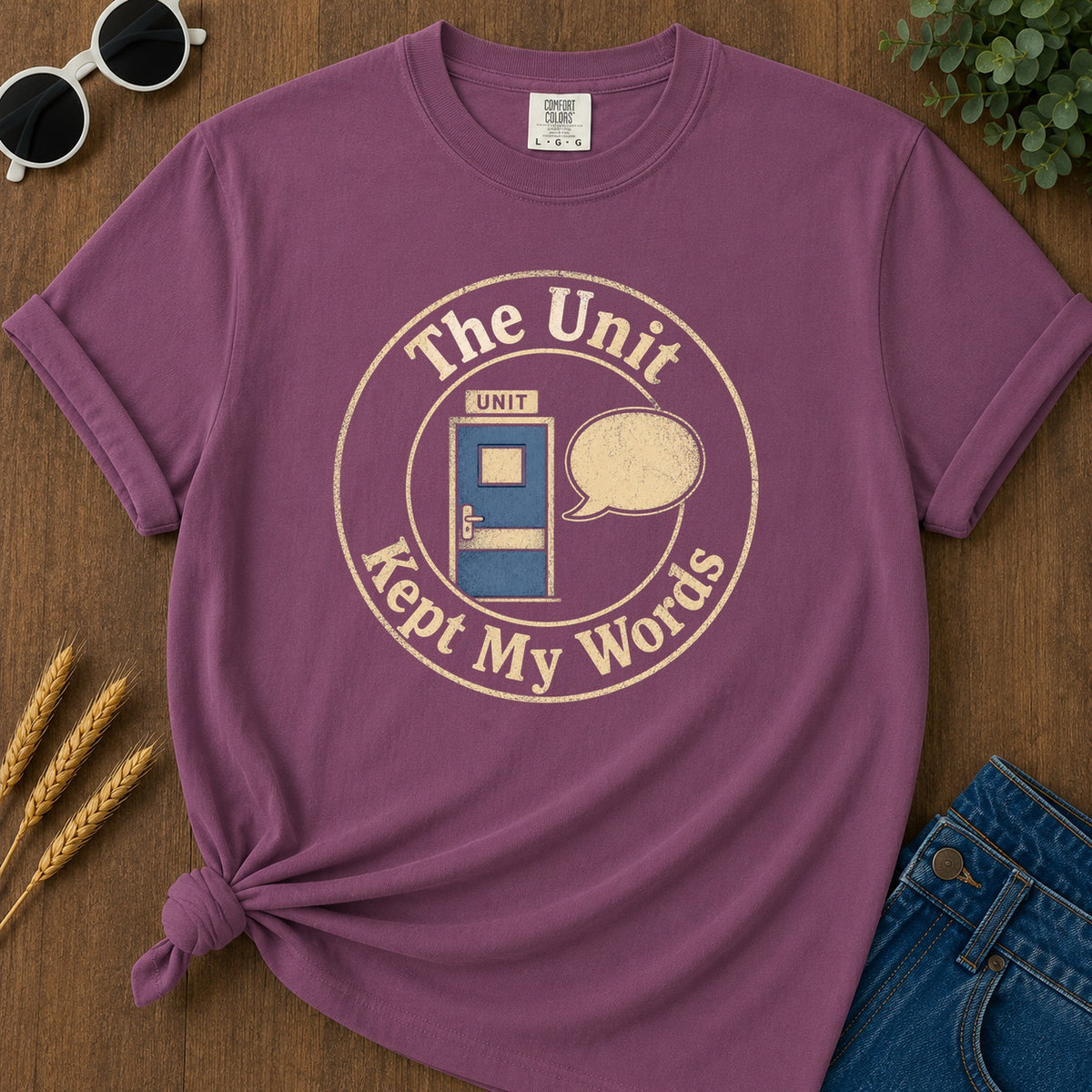 Unit Kept Words T-Shirt - Berry Mockup