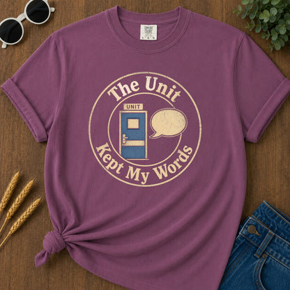 Unit Kept Words T-Shirt - Berry Mockup