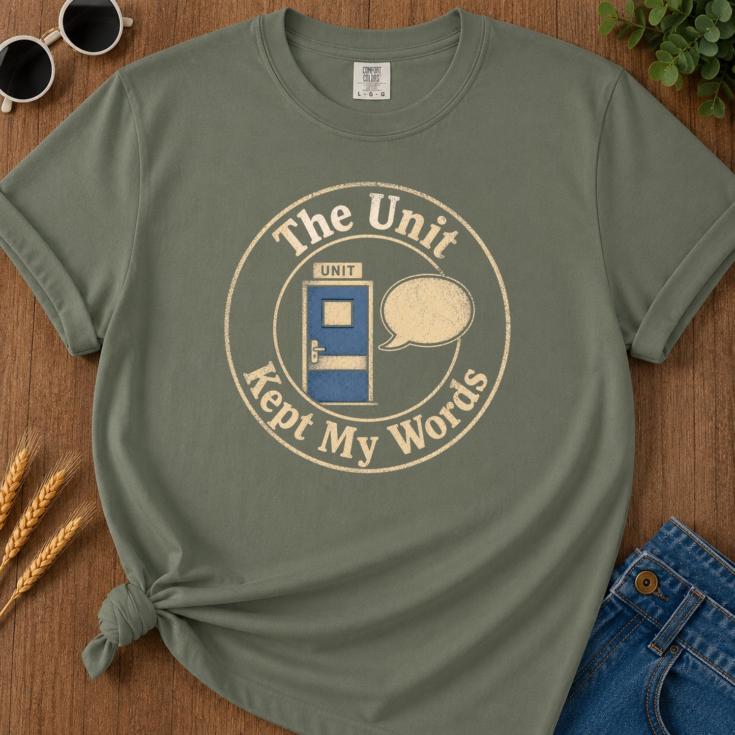Unit Kept Words T-Shirt - Moss Mockup