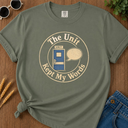 Unit Kept Words T-Shirt - Moss Mockup