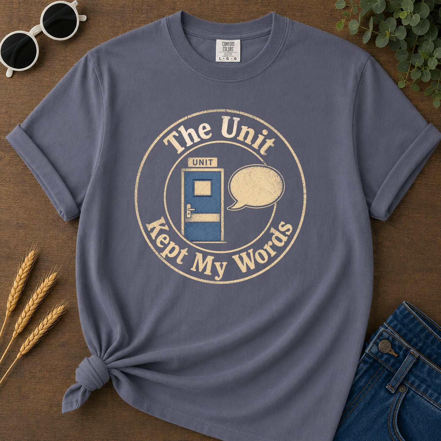 Unit Kept Words T-Shirt - Navy Mockup