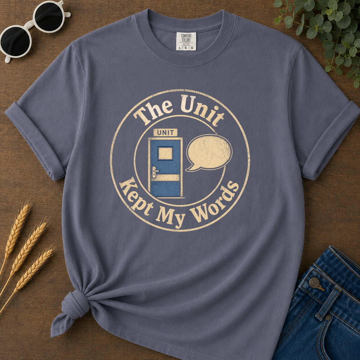 Unit Kept Words T-Shirt - Navy Mockup