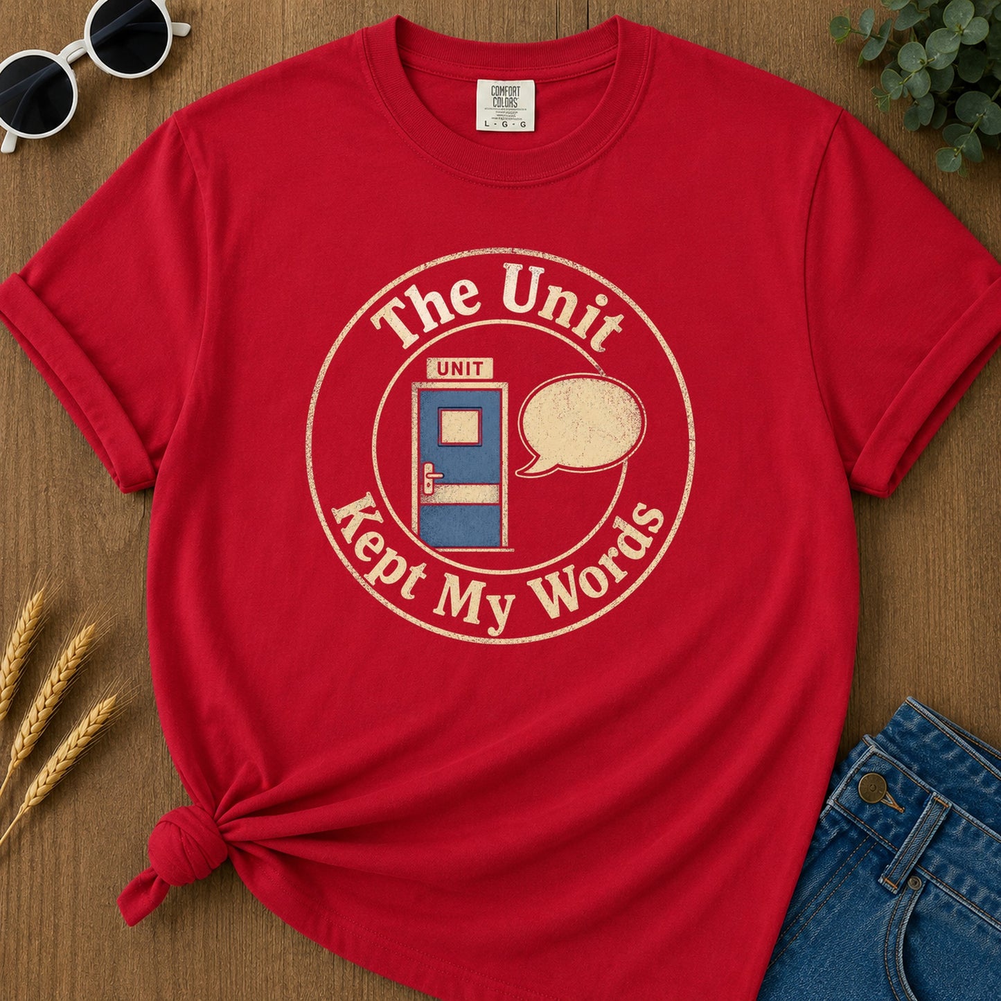 Unit Kept Words T-Shirt - Red Mockup