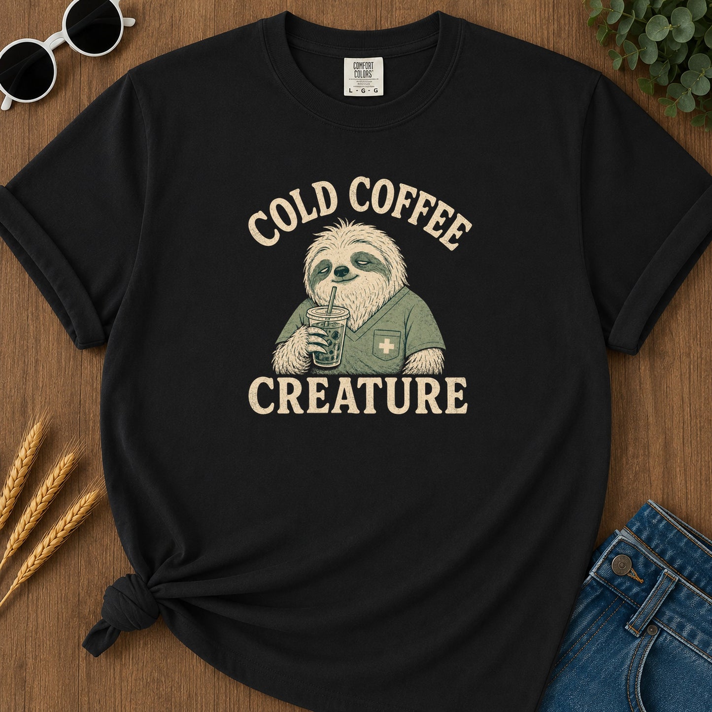 Cold Coffee Creature T-Shirt - Black Mockup