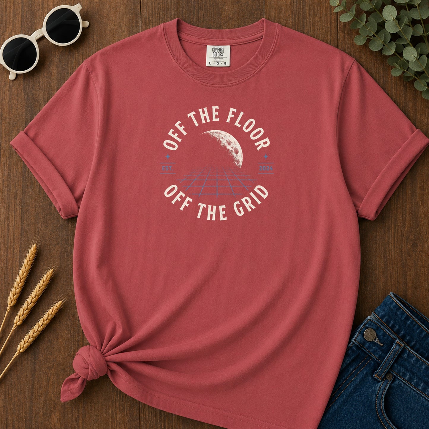 Off Grid T-Shirt - Crimson Mockup