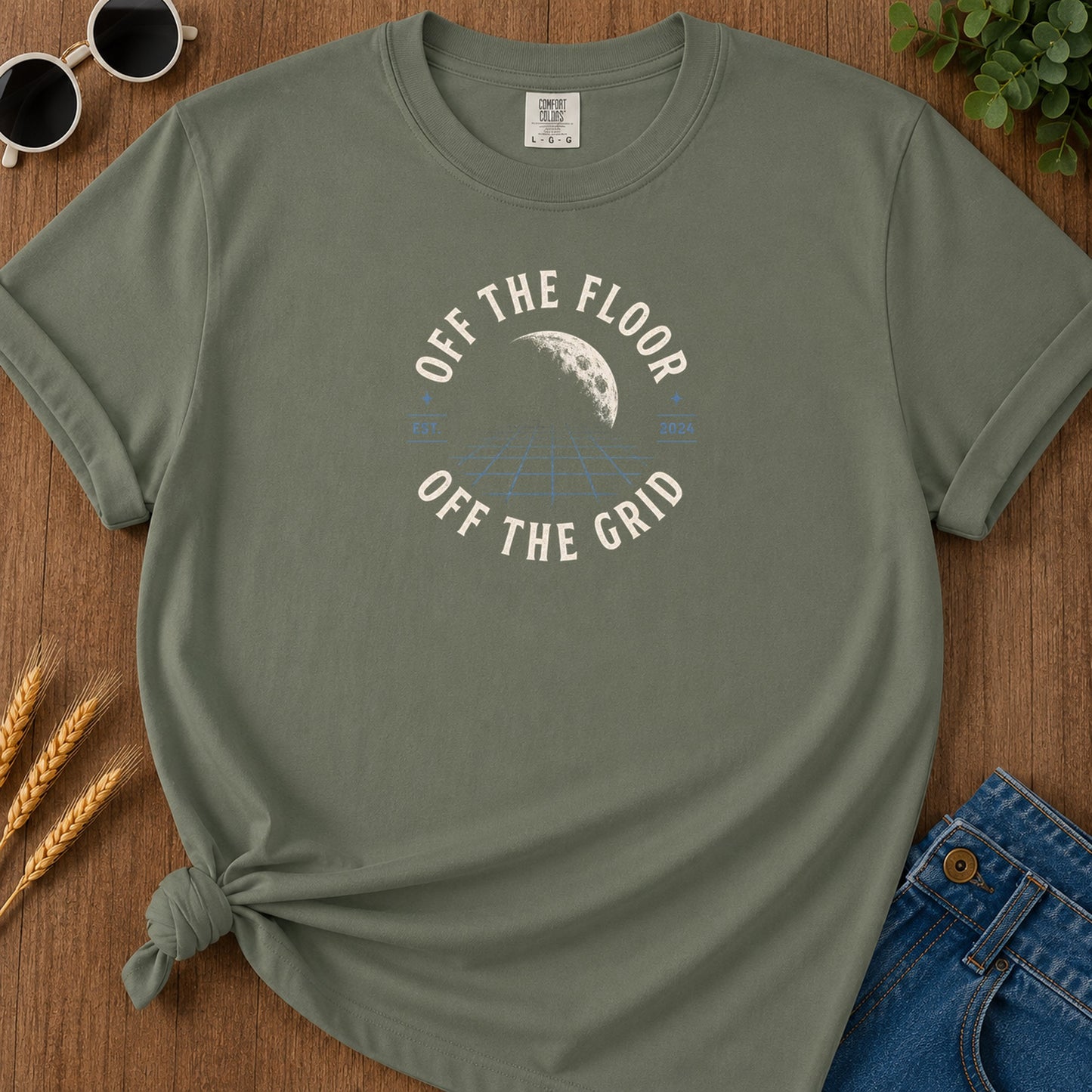 Off Grid T-Shirt - Moss Mockup