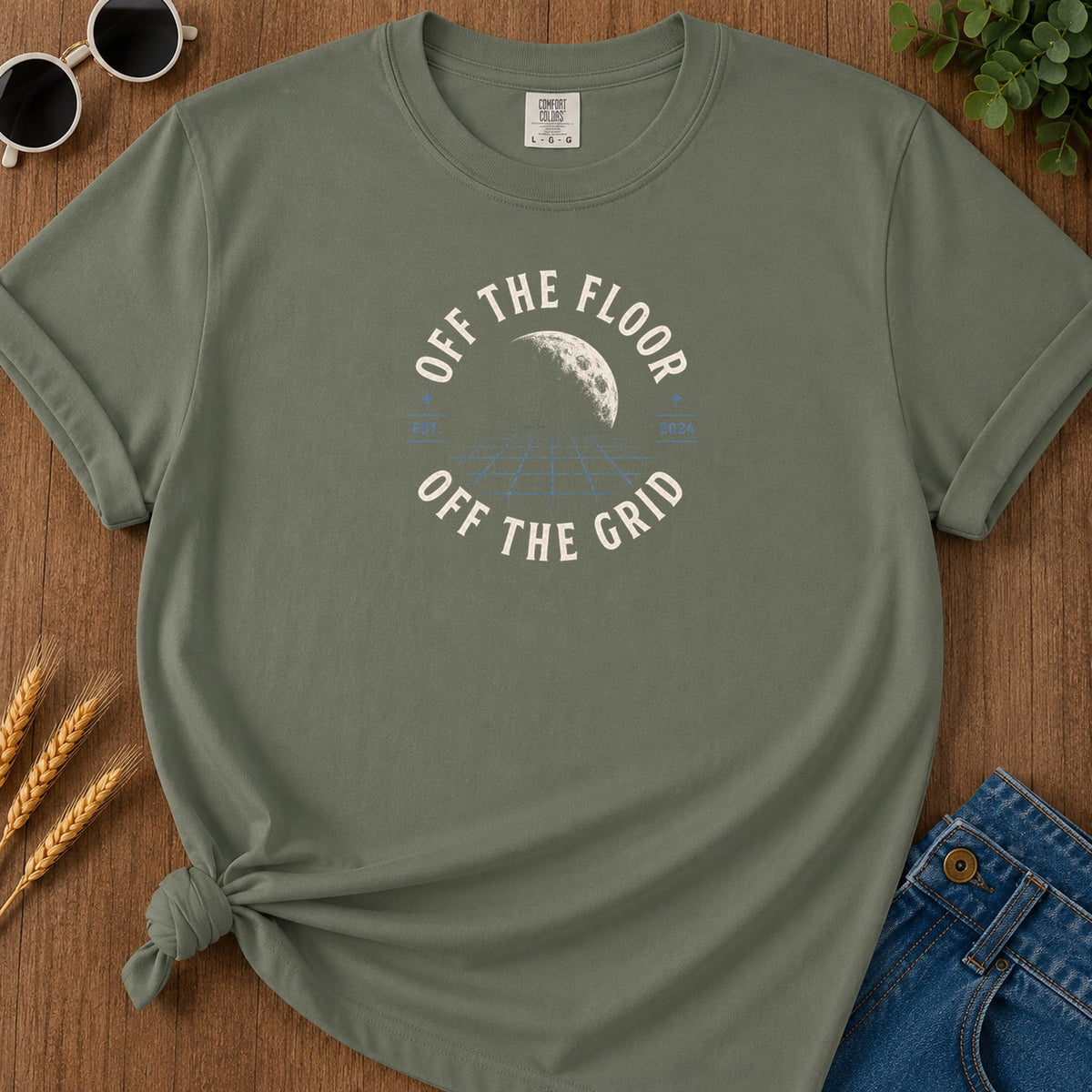 Off Grid T-Shirt - Moss Mockup