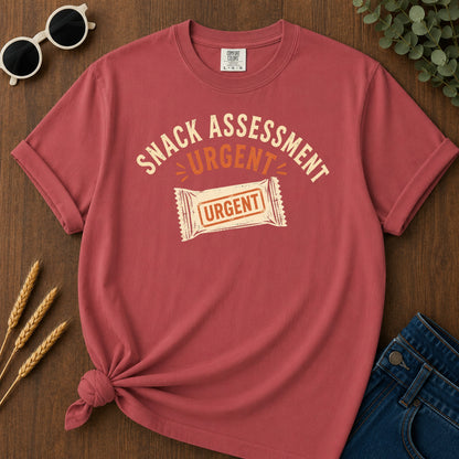 Snack Assessment Urgent T-Shirt - Crimson Mockup