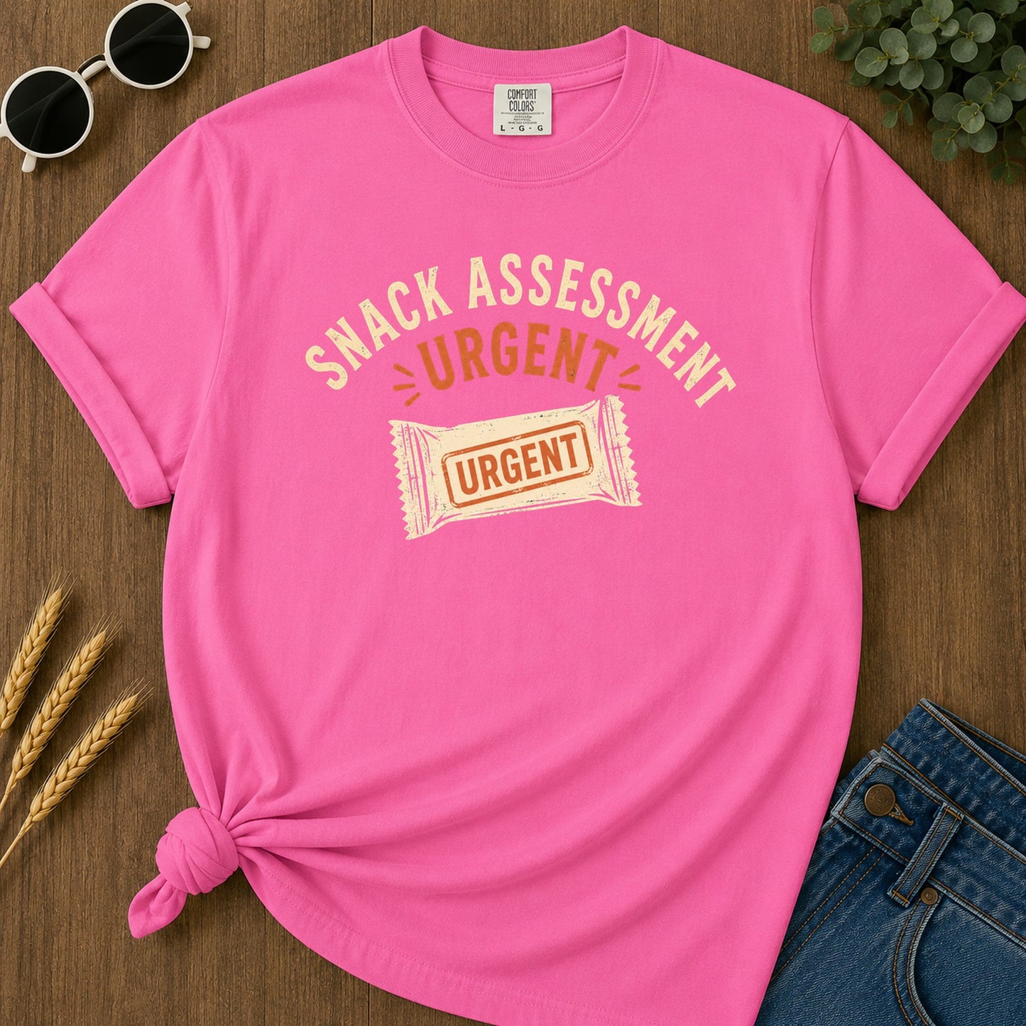 Snack Assessment Urgent T-Shirt - Neon Pink Mockup