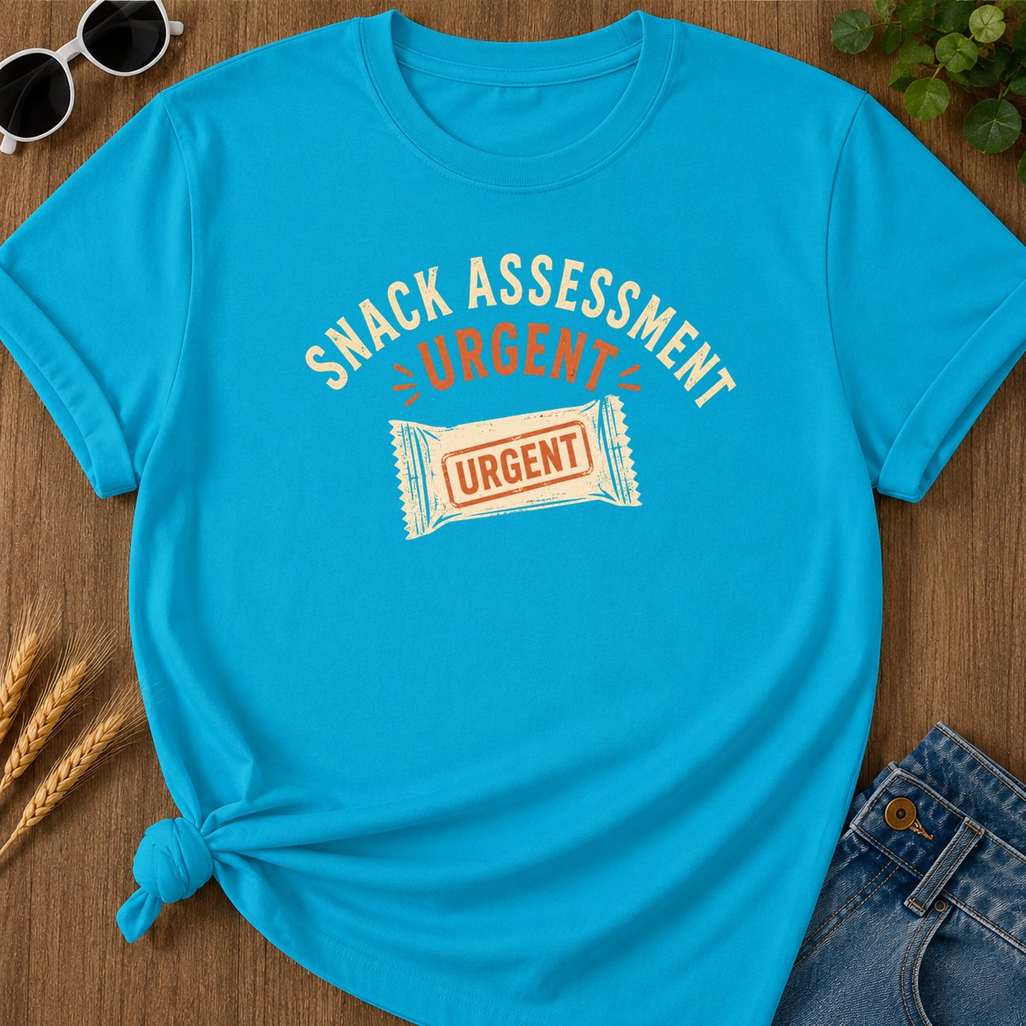 Snack Assessment Urgent T-Shirt - Sapphire Mockup