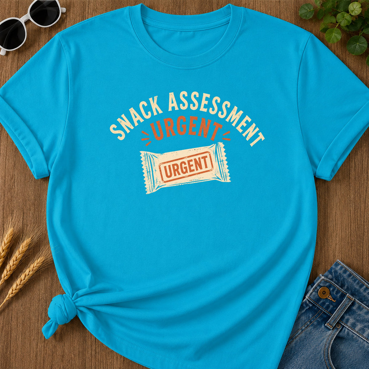 Snack Assessment Urgent T-Shirt - Sapphire Mockup