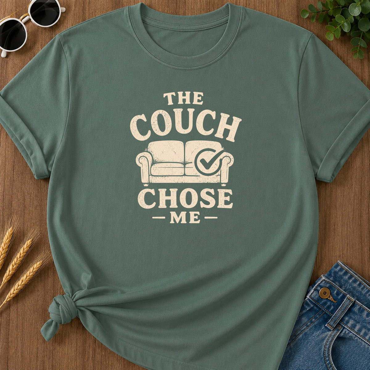 Couch Chose Me T-Shirt - Blue Spruce Mockup