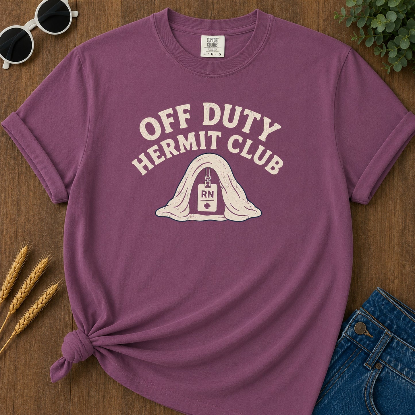 Off Duty Hermit T-Shirt - Berry Mockup