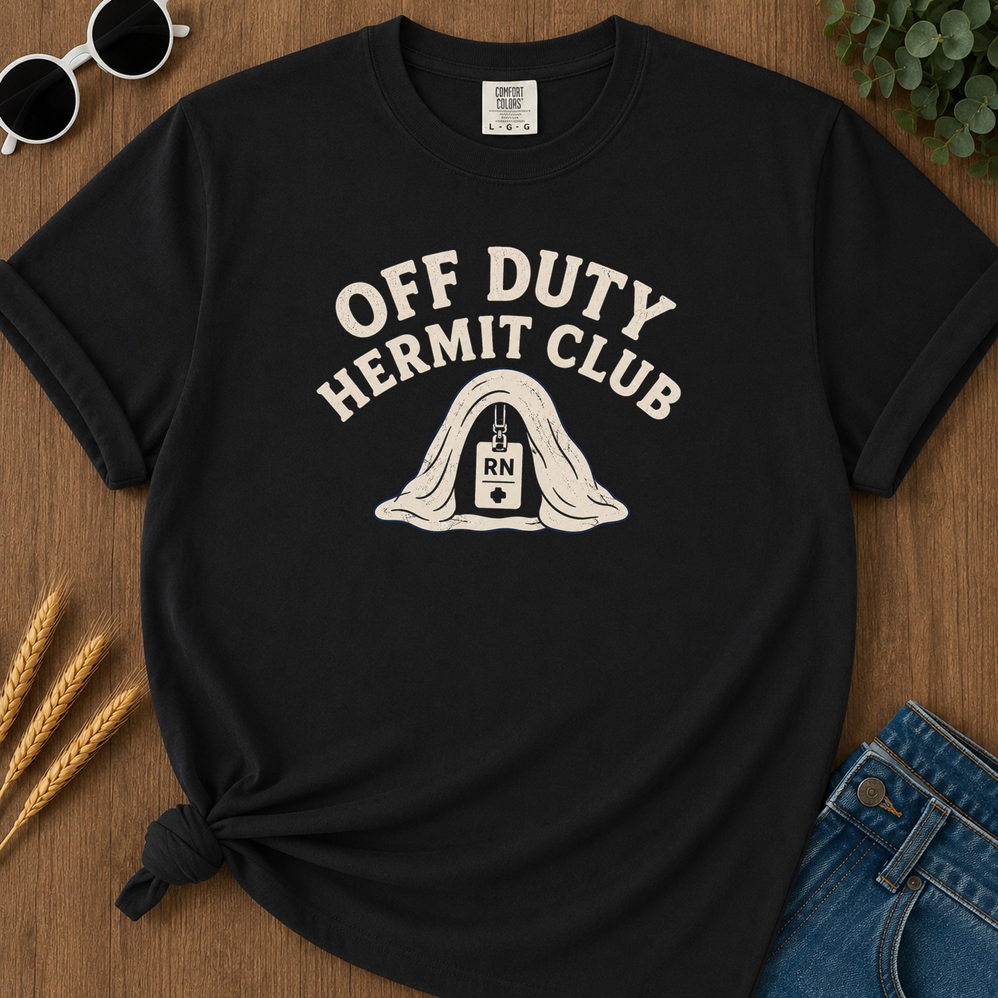 Off Duty Hermit T-Shirt - Black Mockup