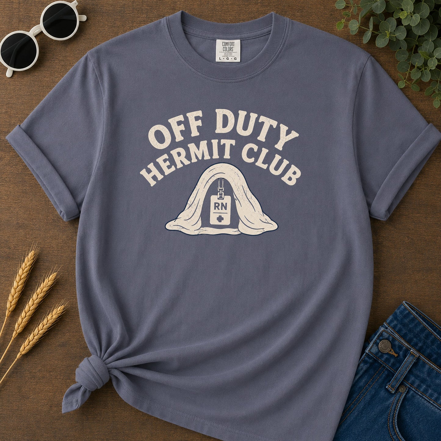 Off Duty Hermit T-Shirt - Navy Mockup