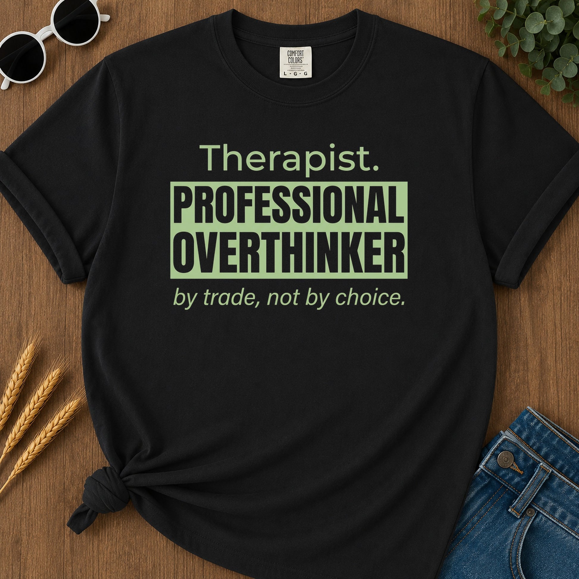 Professional Overthinker T-Shirt - Black Mockup