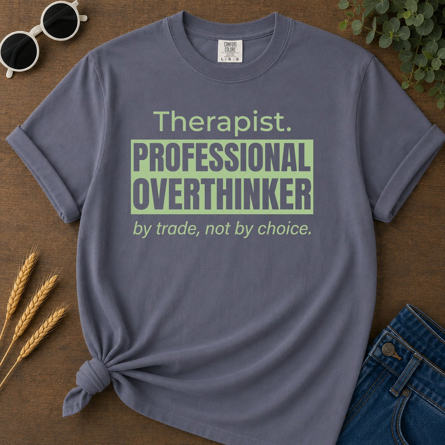 Professional Overthinker T-Shirt - Navy Mockup
