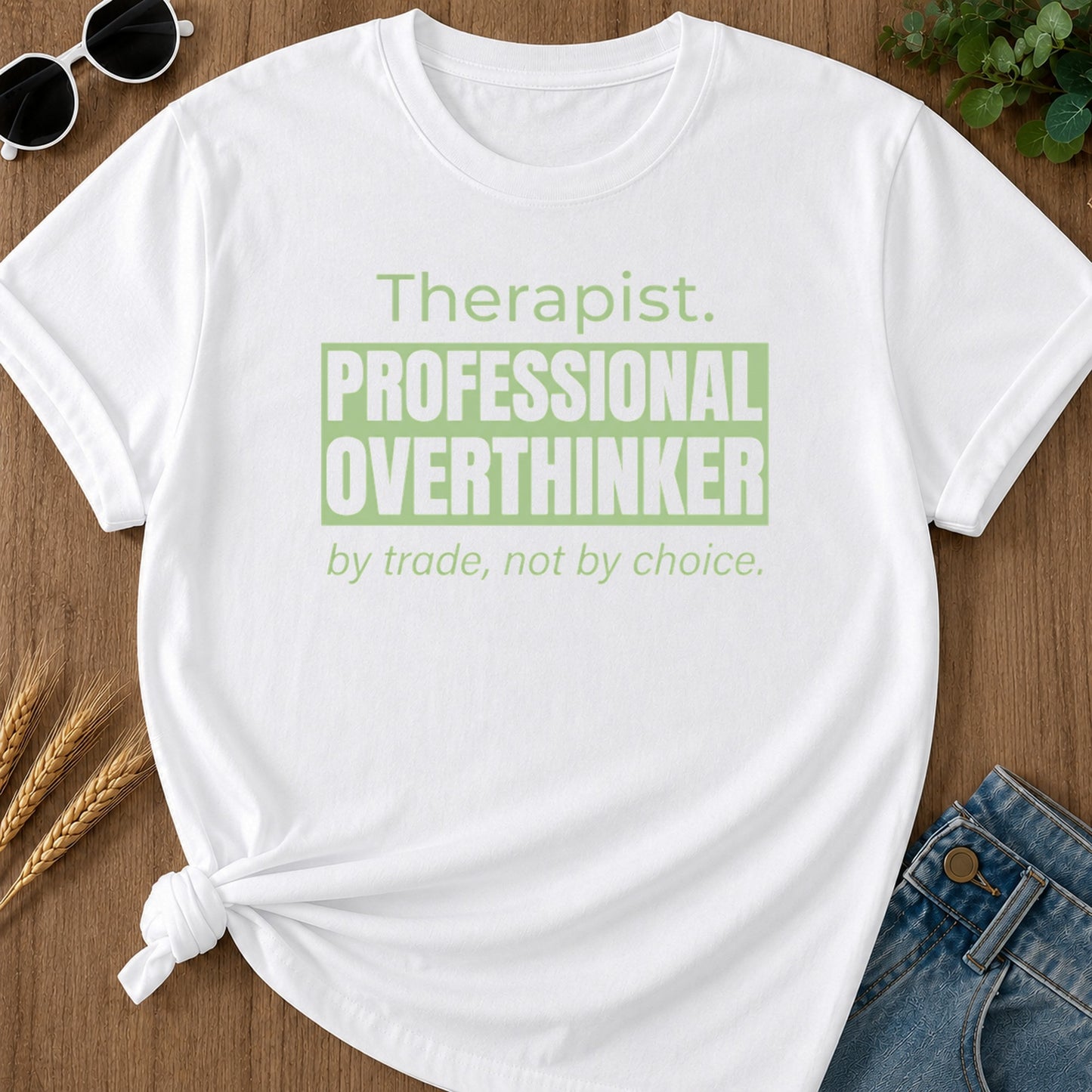 Professional Overthinker T-Shirt - White Mockup