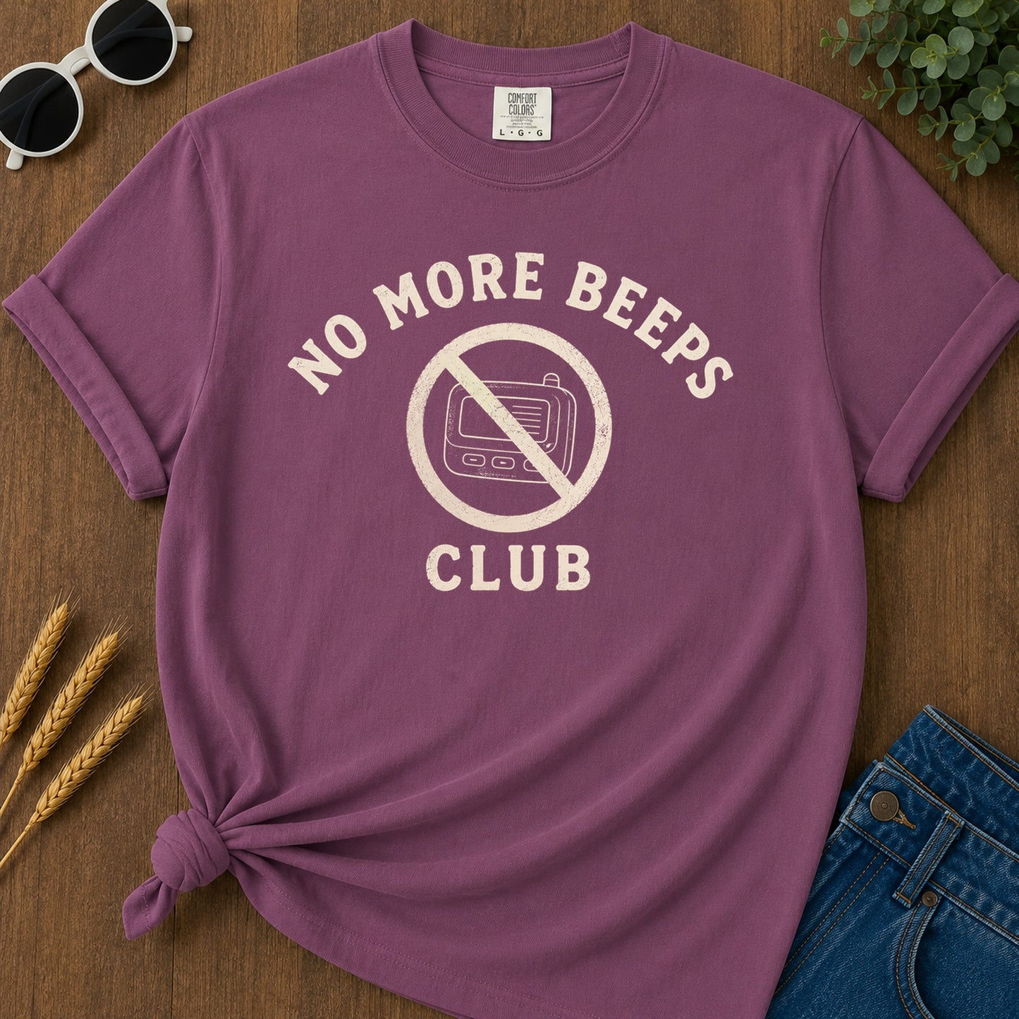No More Beeps T-Shirt - Berry Mockup