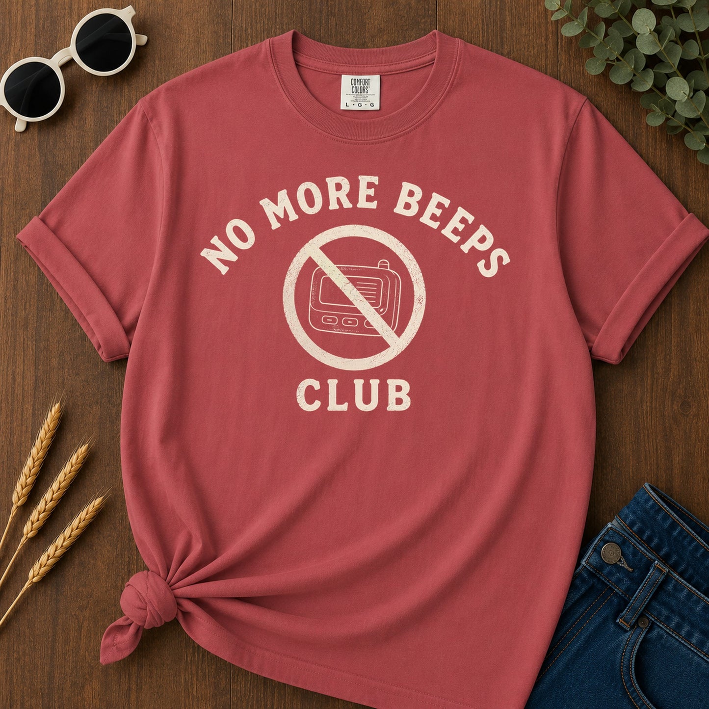 No More Beeps T-Shirt - Crimson Mockup
