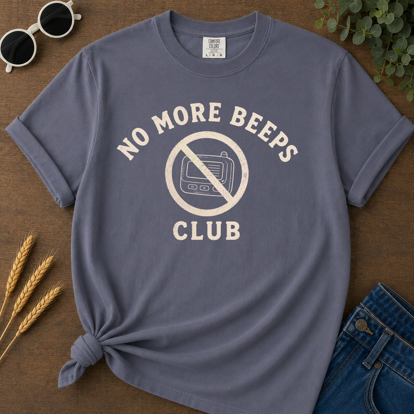No More Beeps T-Shirt - Navy Mockup