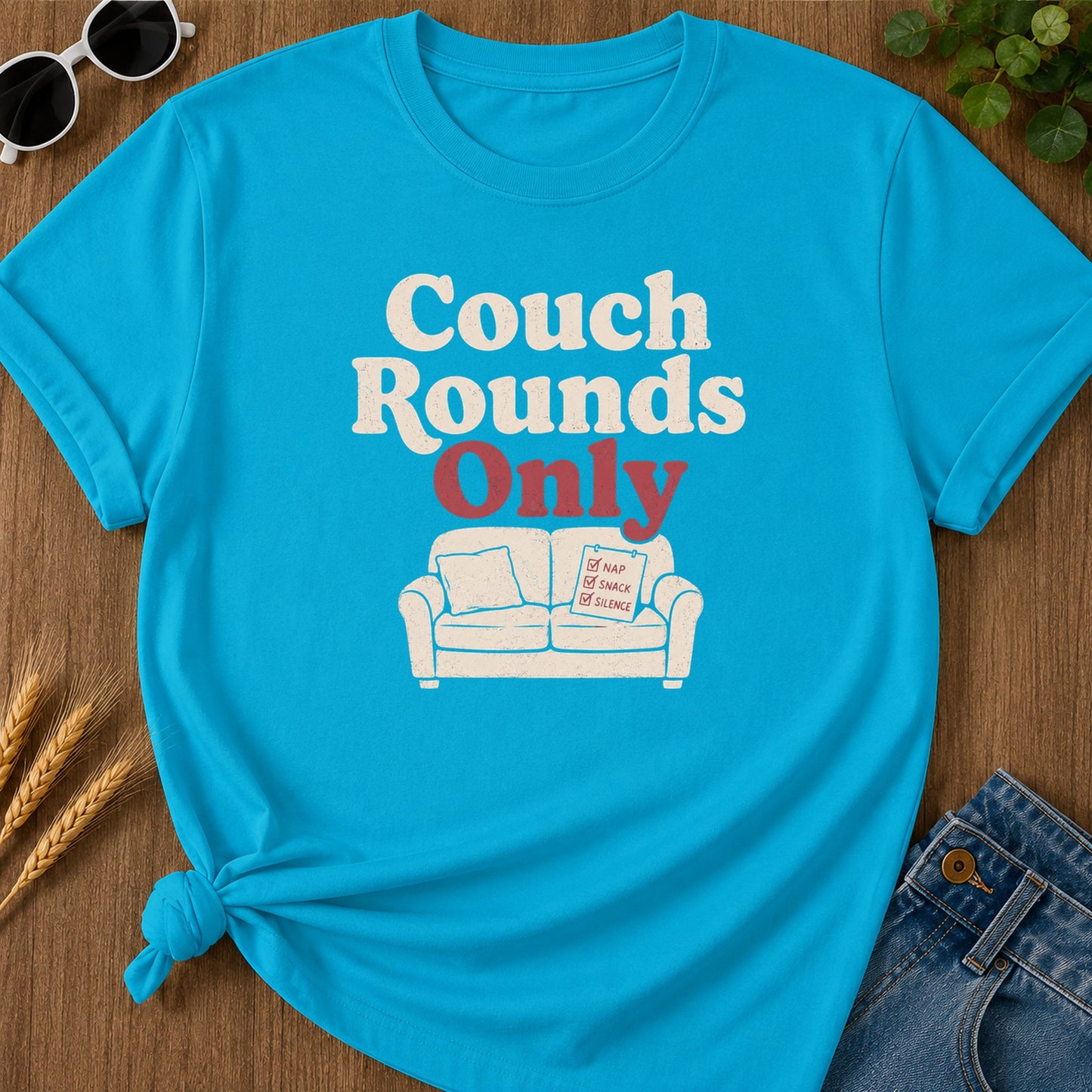 Couch Rounds Only T-Shirt - Sapphire Mockup