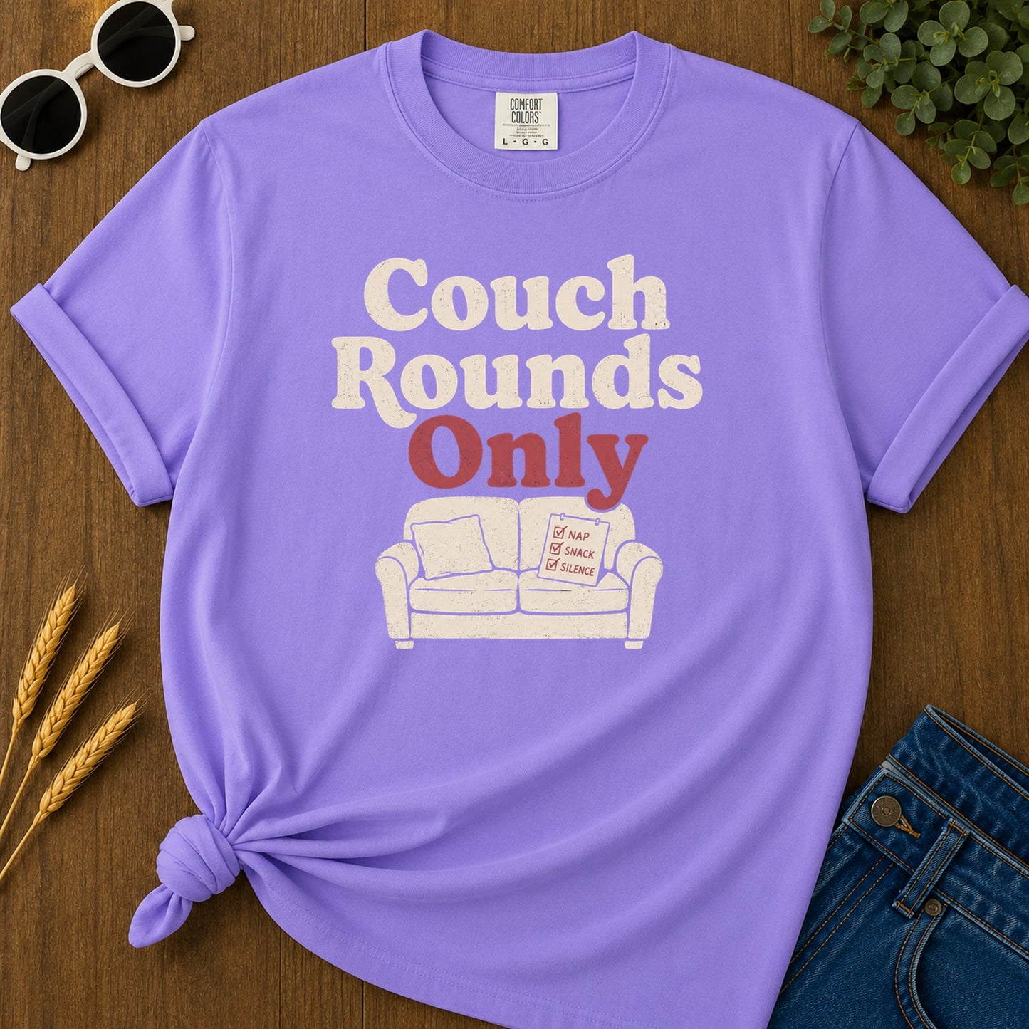 Couch Rounds Only T-Shirt - Violet Mockup