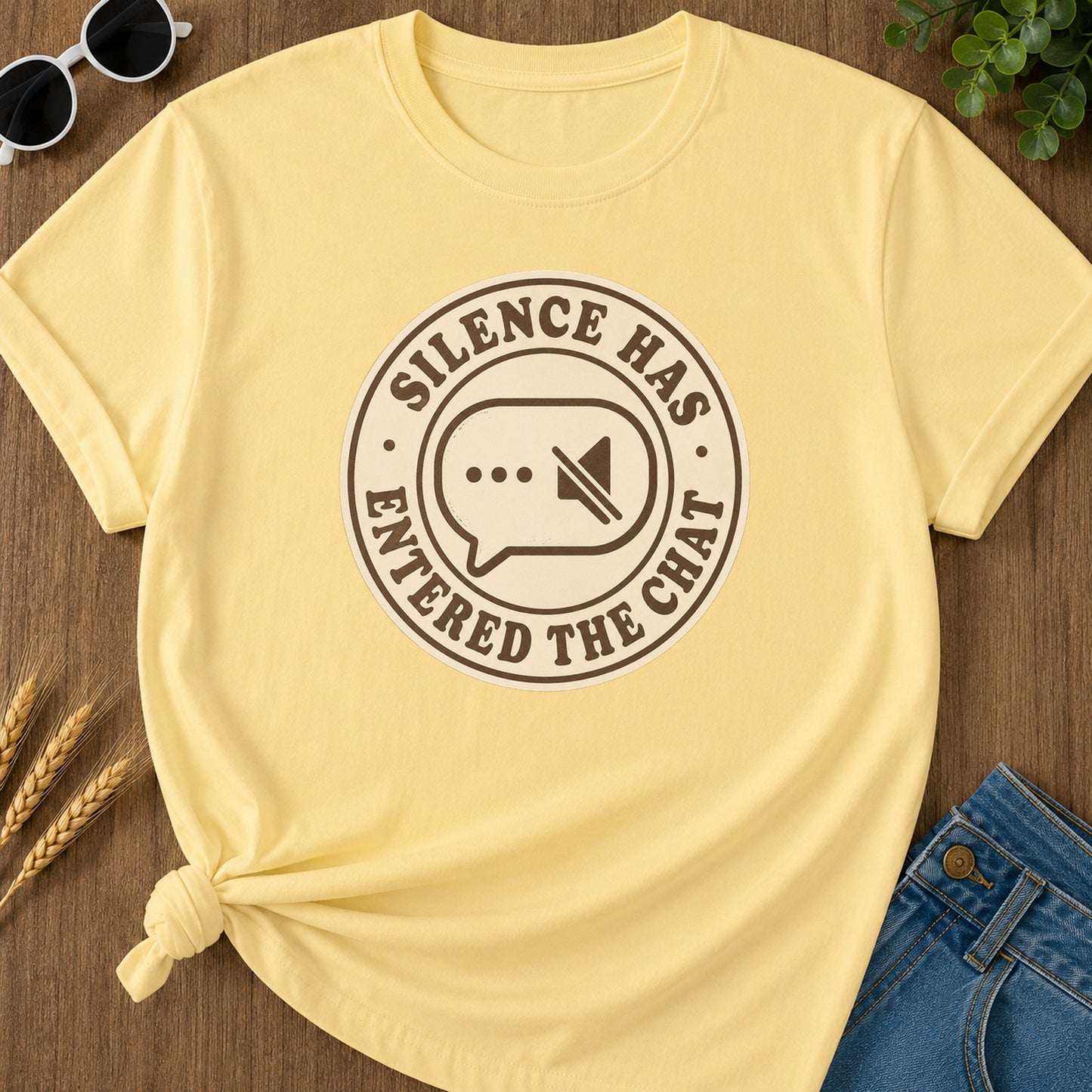 Silence Entered Chat T-Shirt - Butter Mockup