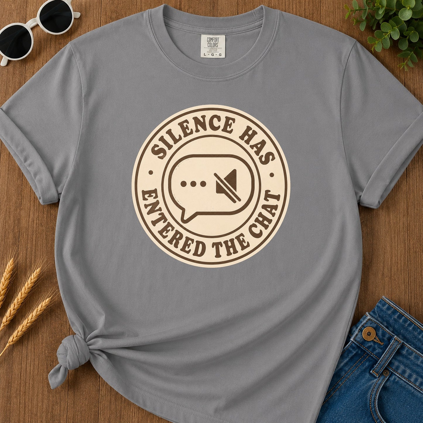 Silence Entered Chat T-Shirt - Grey Mockup