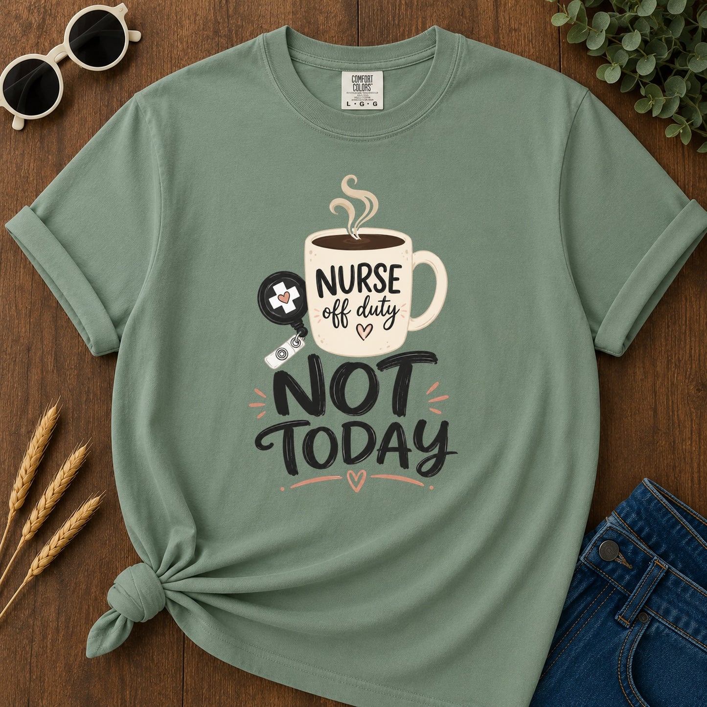 Coffee Break T-Shirt - Light Green Mockup