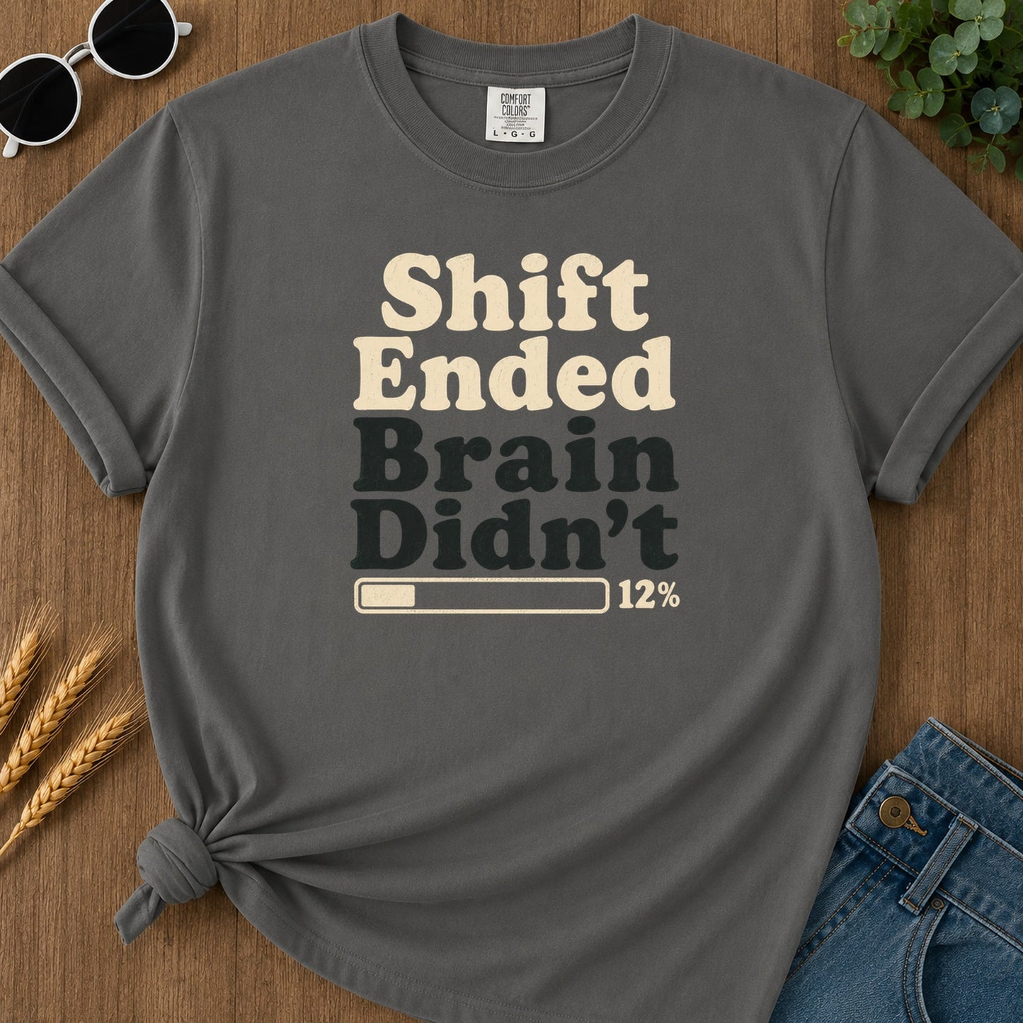 Shift Ended Brain T-Shirt - Pepper Mockup
