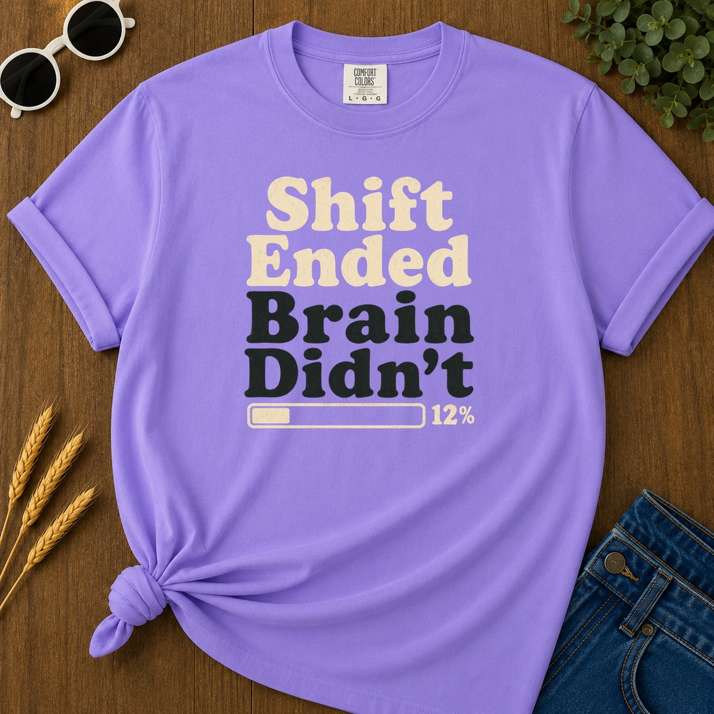 Shift Ended Brain T-Shirt - Violet Mockup