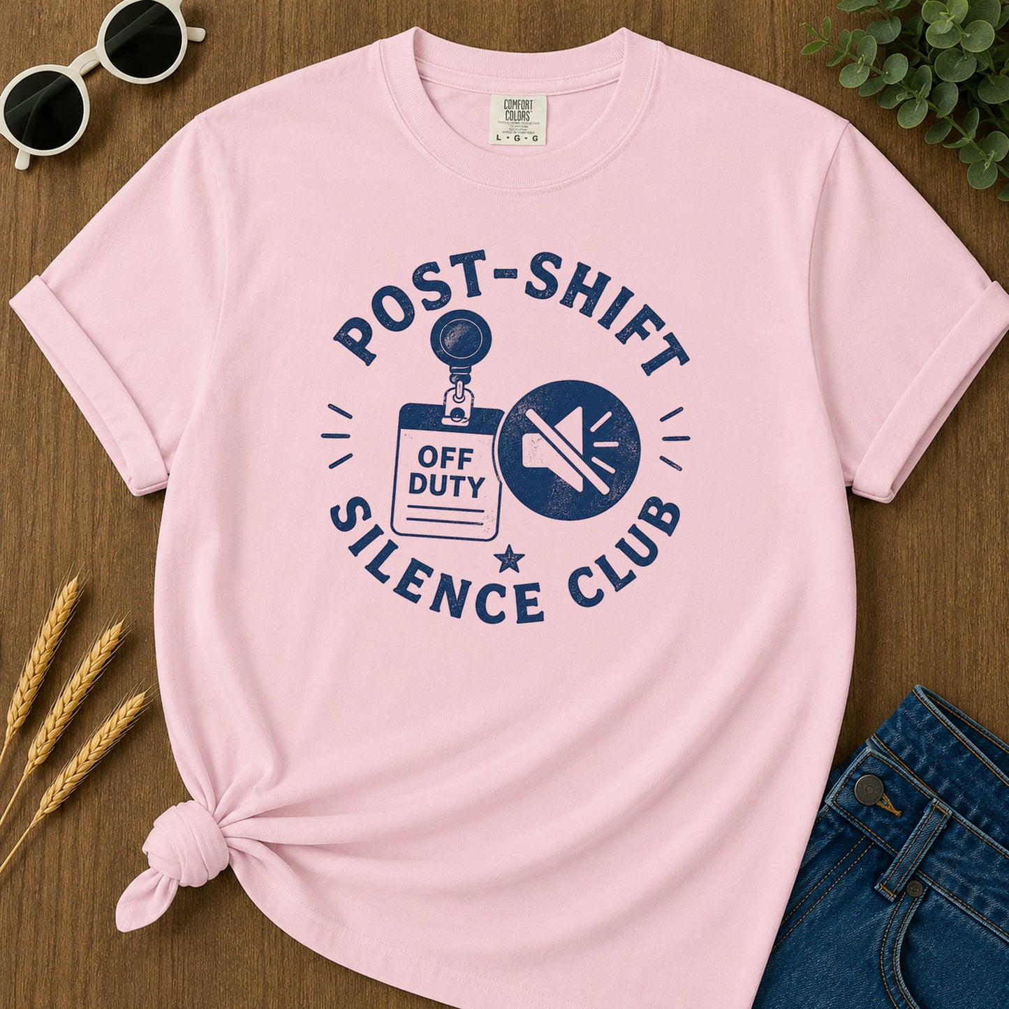 Post Shift Silence Club T-Shirt - Blossom Mockup