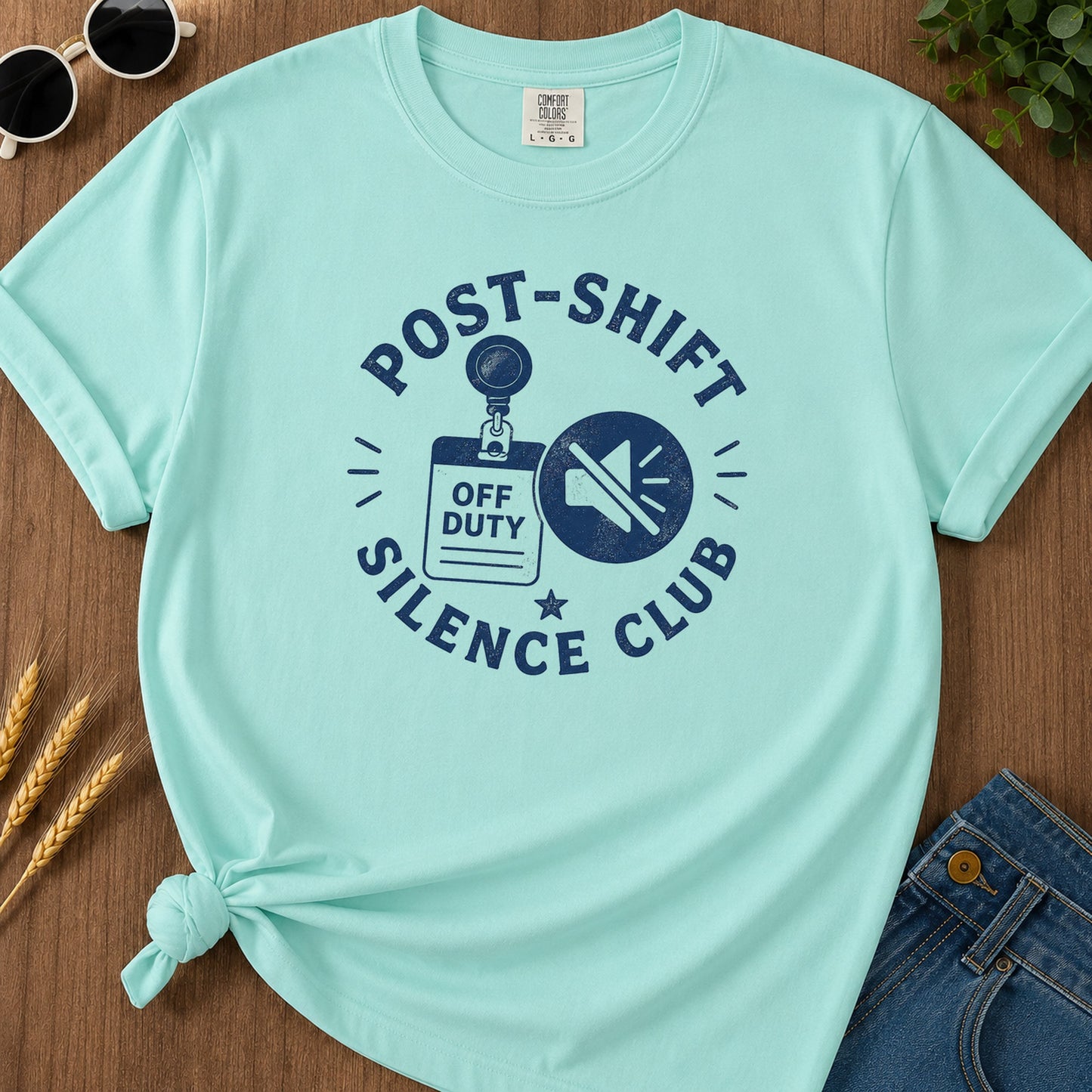 Post Shift Silence Club T-Shirt - Chalky Mint Mockup