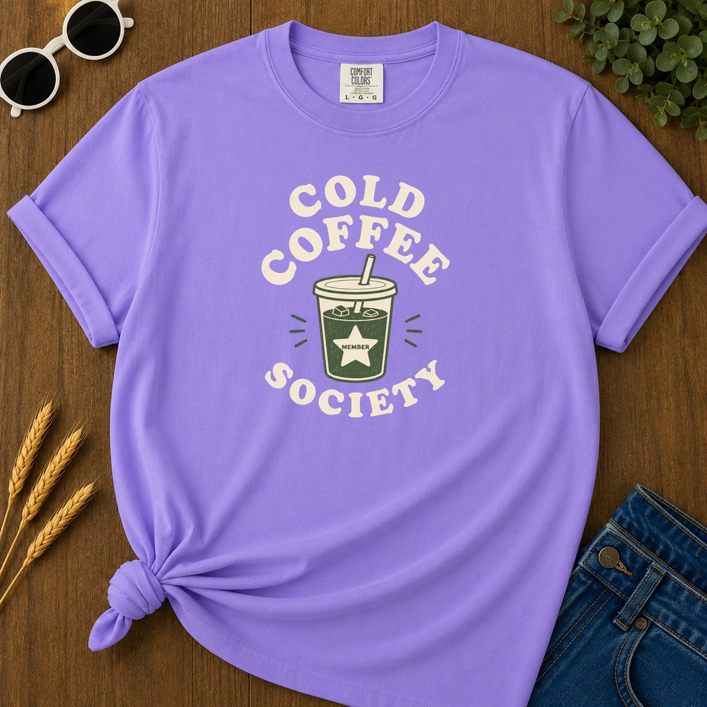 Cold Coffee Society T-Shirt - Violet Mockup