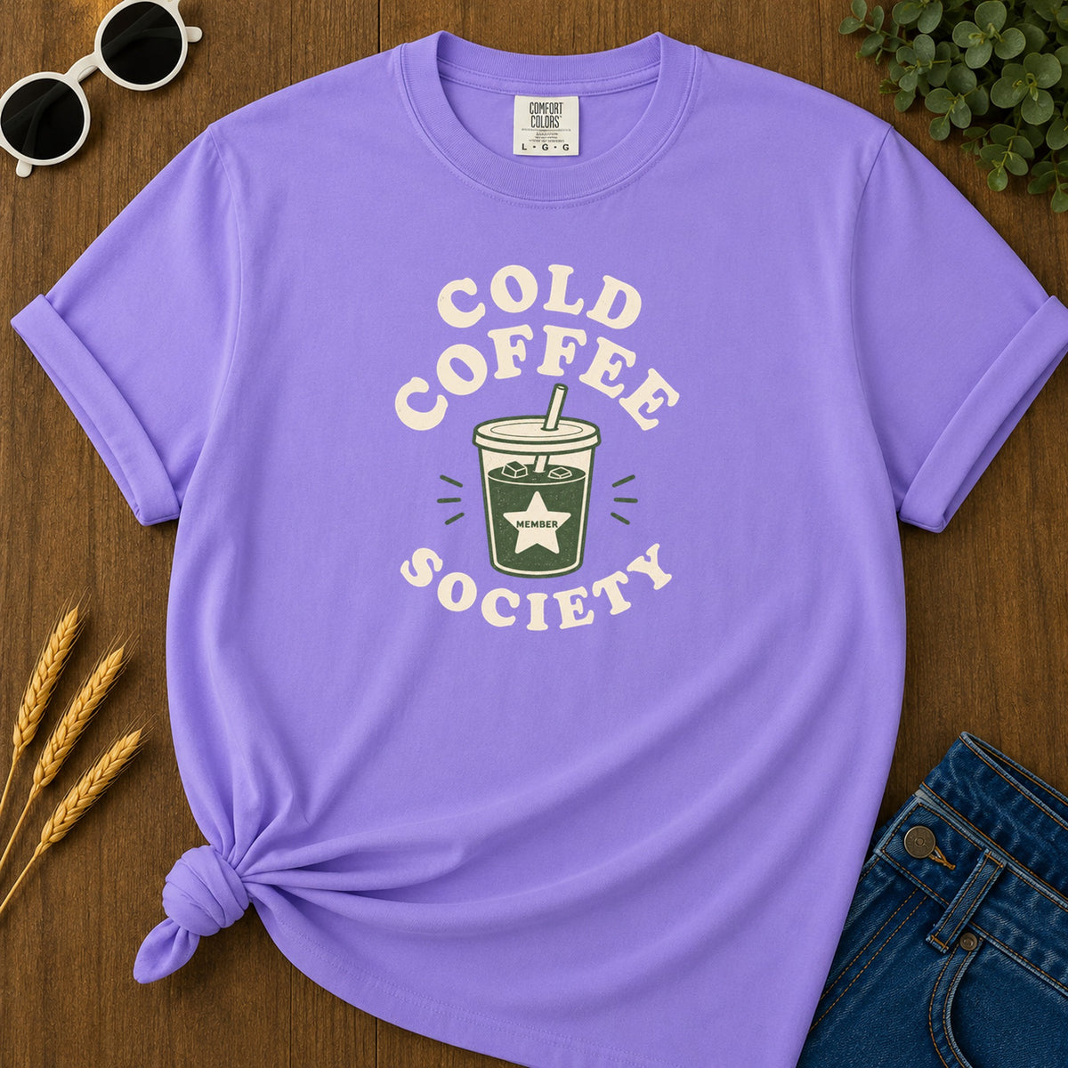Cold Coffee Society T-Shirt - Violet Mockup
