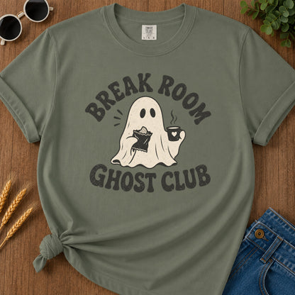 Break Room Ghost T-Shirt - Moss Mockup