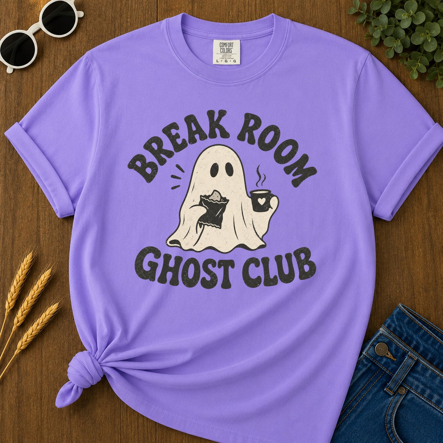 Break Room Ghost T-Shirt - Violet Mockup