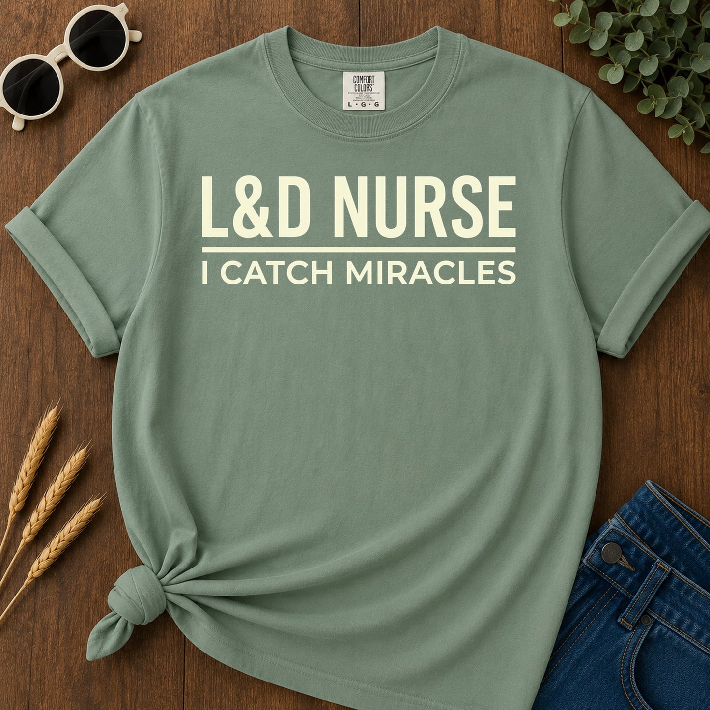 Ld Catch Miracles T-Shirt - Light Green Mockup