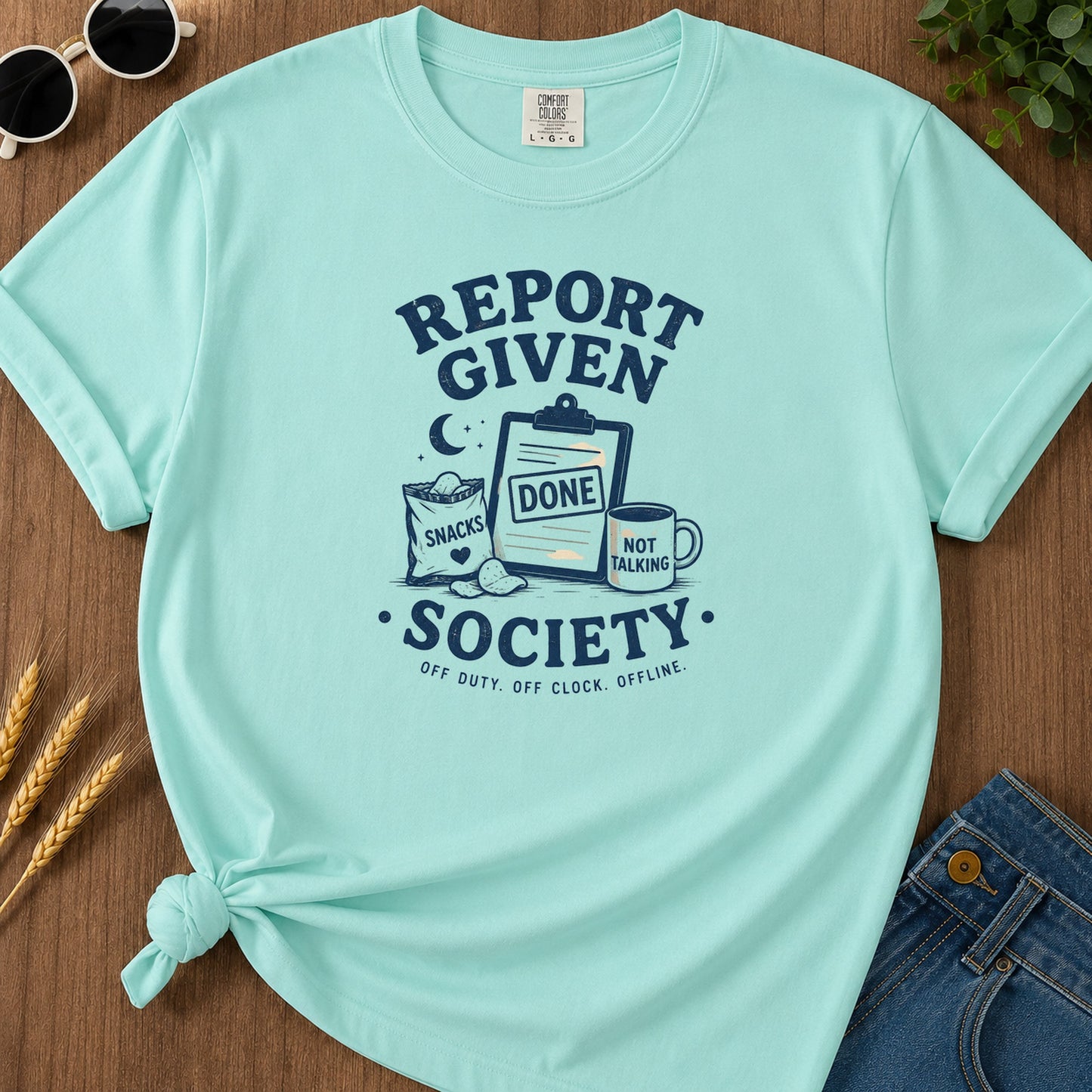 Report Given Society T-Shirt - Chalky Mint Mockup