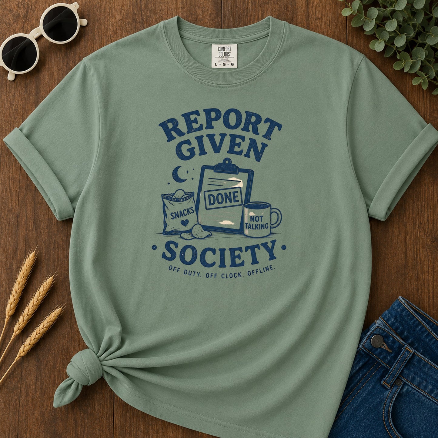 Report Given Society T-Shirt - Light Green Mockup