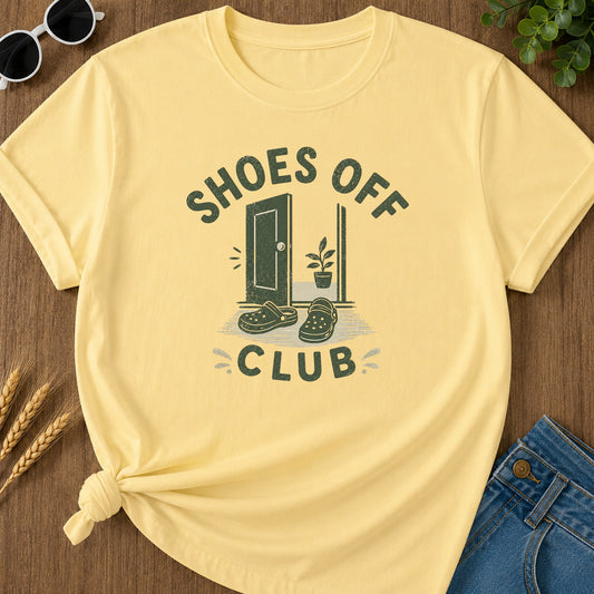Shoes Off Club T-Shirt - Butter Mockup