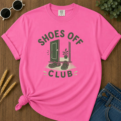 Shoes Off Club T-Shirt - Neon Pink Mockup