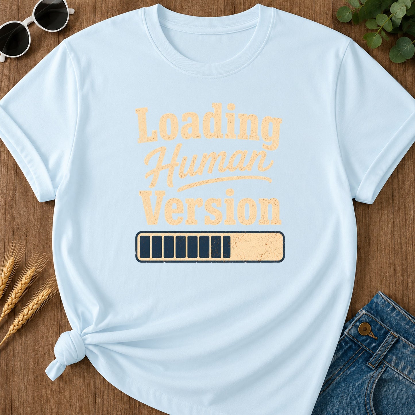 Loading Human Version T-Shirt - Chambray Mockup