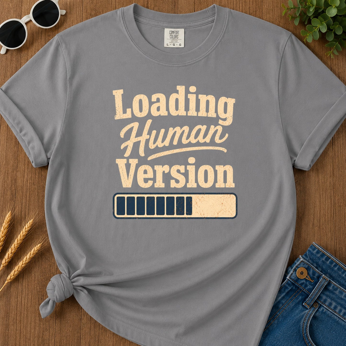 Loading Human Version T-Shirt - Grey Mockup