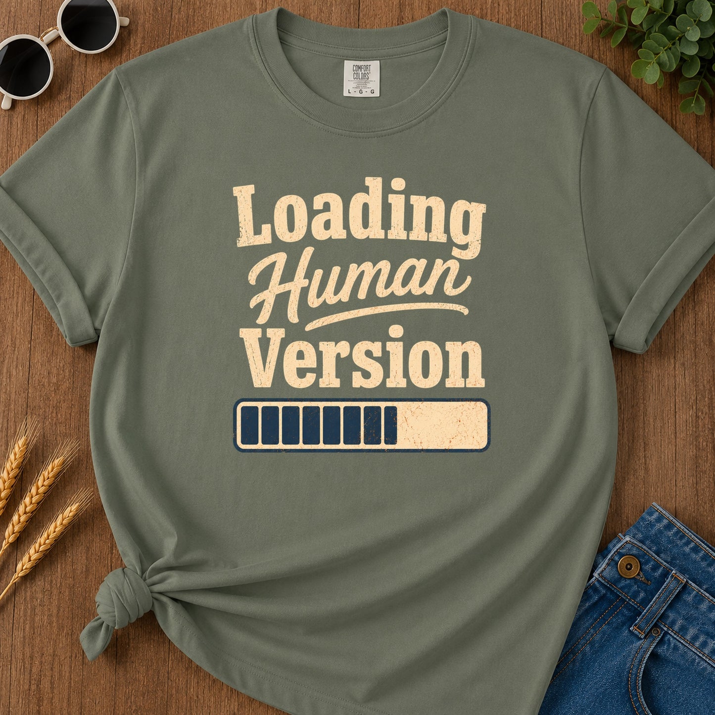 Loading Human Version T-Shirt - Moss Mockup