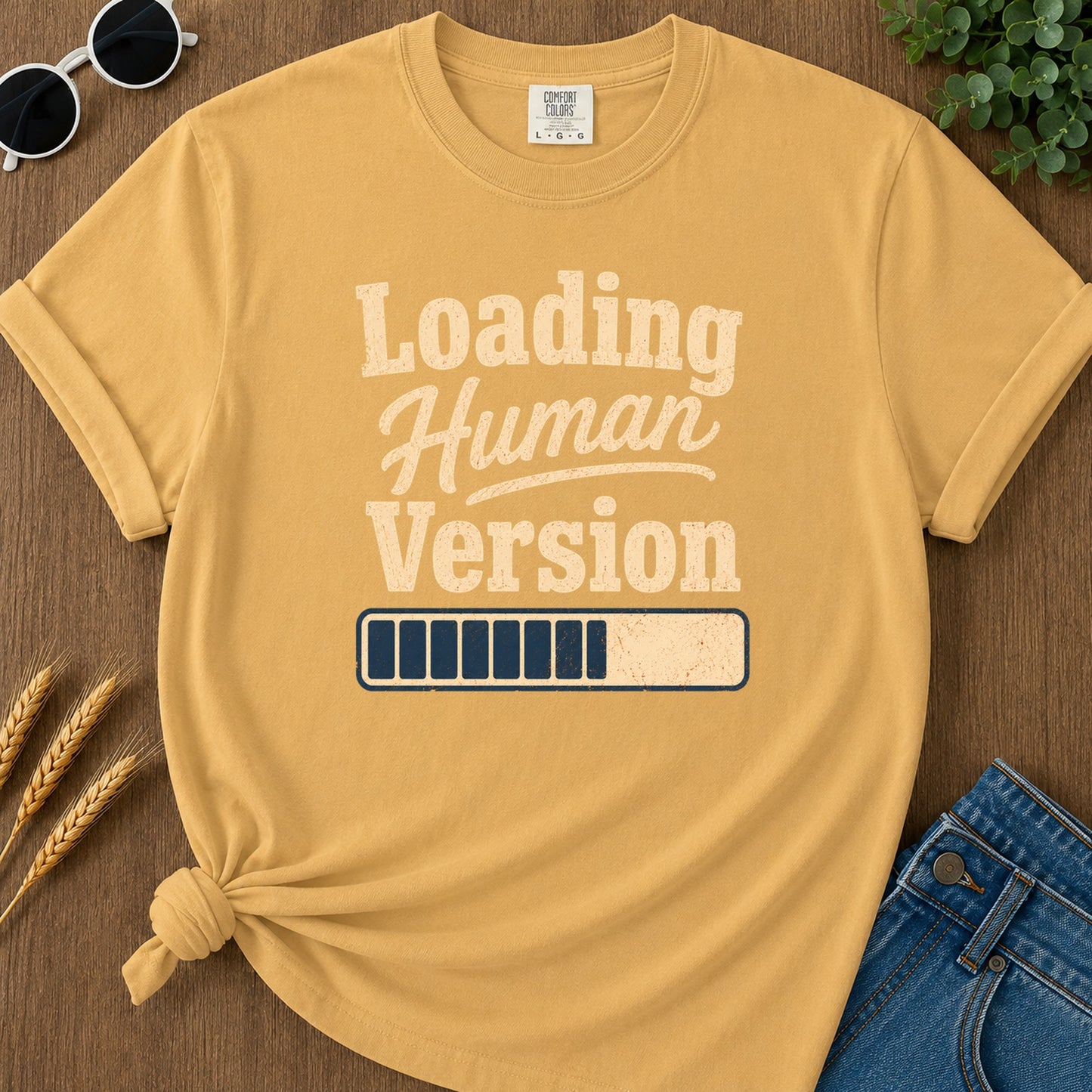 Loading Human Version T-Shirt - Mustard Mockup