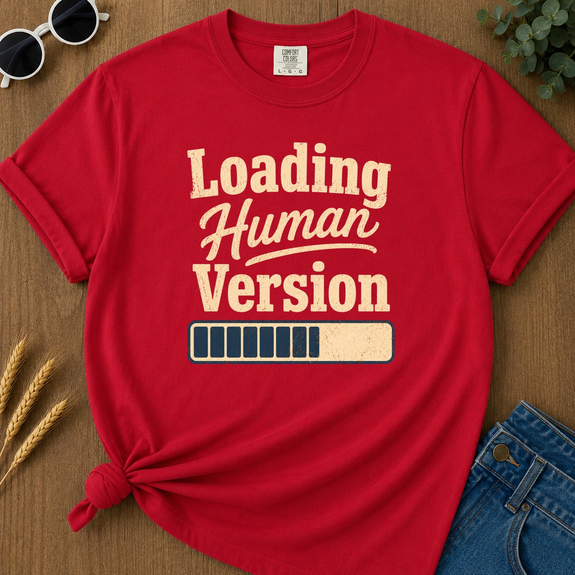 Loading Human Version T-Shirt - Red Mockup