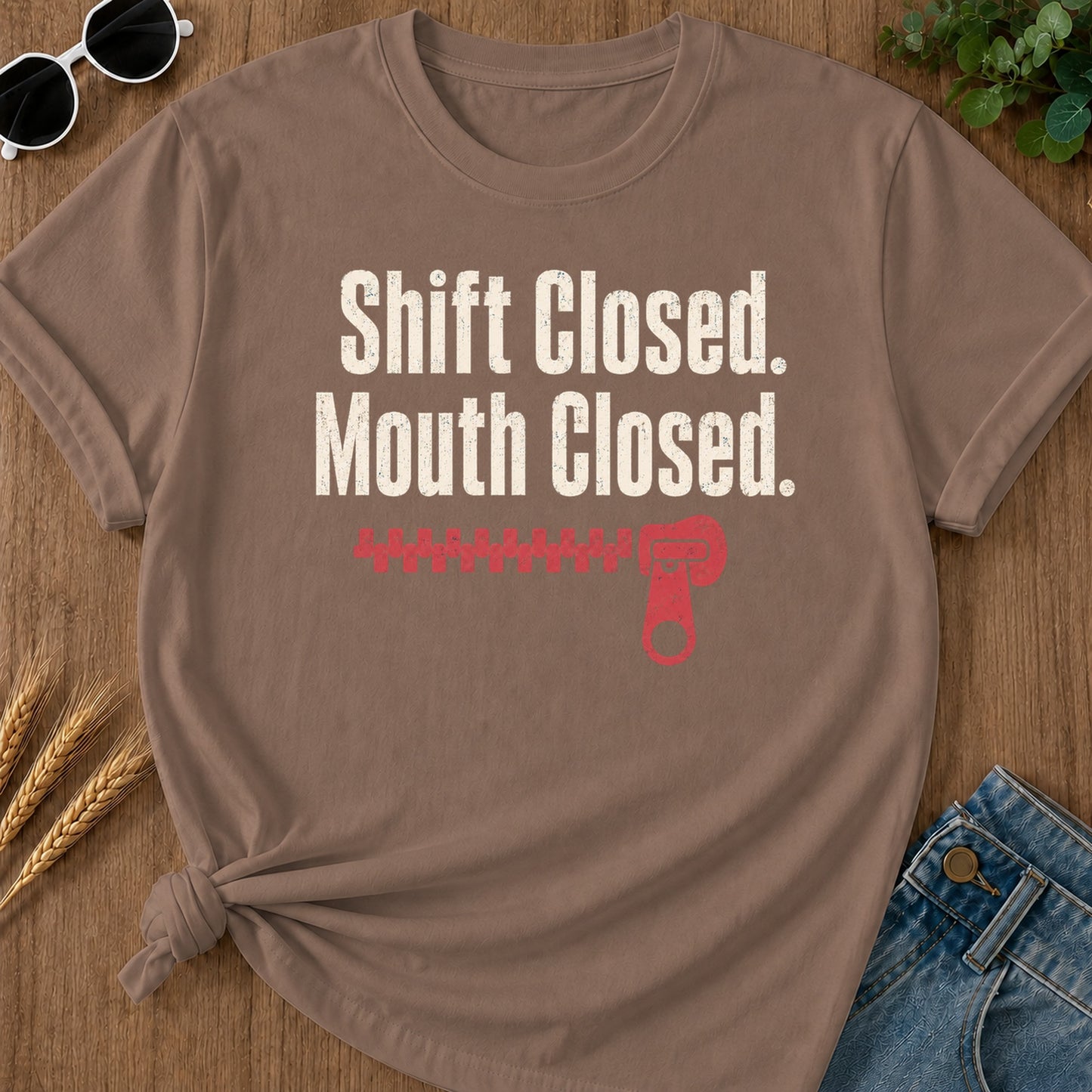 Shift Mouth Closed T-Shirt - Espresso Mockup